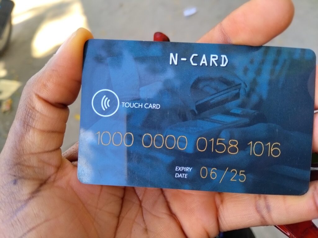 Close-up of the N-Card used to purchase match tickets at Benjamin Mkapa Stadium in Dar es Salaam, Tanzania
