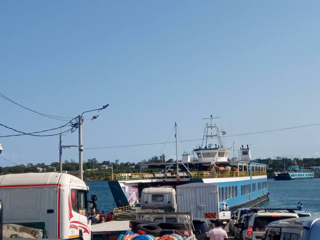 The Likoni Ferry crossing near Diani Beach, Kenya.