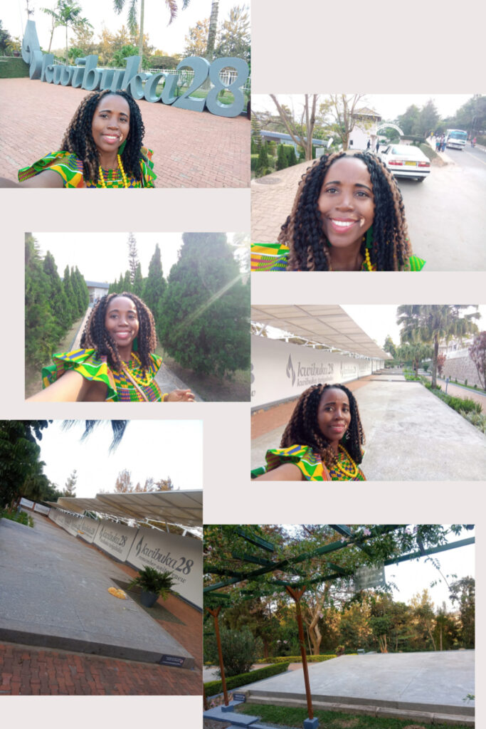 Sarah visiting the gardens at the Kigali Genocide Memorial.